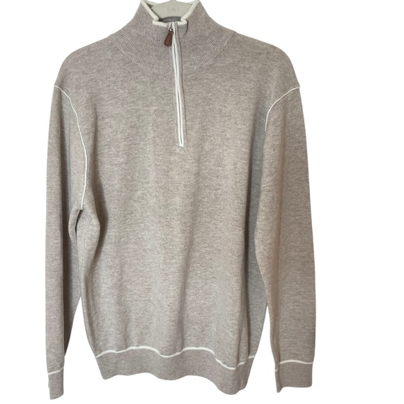 NWOT Collars & Co Cream Napoli Accent Quarter Zip Wool Cashmere Sweater Medium - Picture 4 of 8